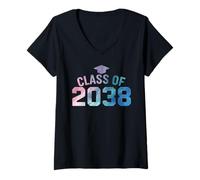 Femme Classe de 2038 Grow with Me Espace pour Empreintes de Mains K-12 Senior T-Shirt avec Col en V