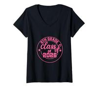 Femme Classe de 8e année de 2026 édition Pink Circle T-Shirt avec Col en V
