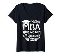 Femme Classe de Fin d'études de MBA Amusante de 2025 en Administration des Affaires T-Shirt avec Col en V