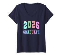 Femme Classe des aînés diplômés 2026 We Run This School Varsity T-Shirt avec Col en V