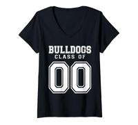 Femme Classe of 2000 Bulldogs Personnalisé Graduation Senior Personnalisé T-Shirt avec Col en V
