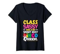 Femme Classe Sassy Smart Assy Bingo Queen Fun T-Shirt avec Col en V