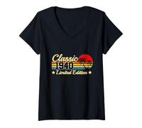 Femme Classic 1940 Édition limitée Vintage 85ème Anniversaire T-Shirt avec Col en V