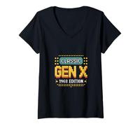 Femme Classic Gen X 1968 Gaming, anniversaire, joueur rétro T-Shirt avec Col en V