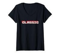 Femme Classic: Vintage Retro Gamer Text for Non-Old Men & Women T-Shirt avec Col en V