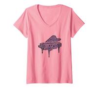 Femme Classical Music Girls Women -Composers Musicians Piano T-Shirt avec Col en V