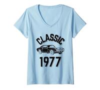 Femme Classique 1977 avec Voiture Cool T-Shirt avec Col en V