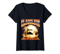 Femme Classless Karl Marx Communisme Socialisme Communiste Années 90 T-Shirt avec Col en V
