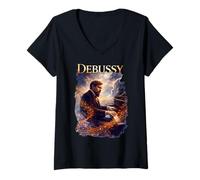 Femme Claude Debussy Compositeur T-Shirt avec Col en V