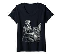 Femme Claude Debussy Pianiste Compossier T-Shirt avec Col en V