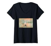 Femme Claude Monet Impression, Sunrise T-Shirt avec Col en V