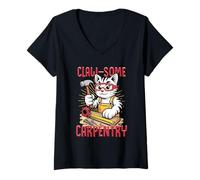 Femme Claw-Some Carpentry Cat Builder Feline Work Humour T-Shirt avec Col en V