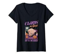 Femme Claws So Good Its Scary Spooky Nails Artist Halloween Party T-Shirt avec Col en V