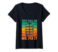 Femme Clé à marteau « They Call Me Mr. Fix It » T-Shirt avec Col en V