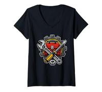 Femme Clé à Outils pour mécanicien Graphique T-Shirt avec Col en V