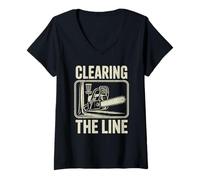 Femme Clearing The Line Tronçonneuse Funny Disc Golf Player T-Shirt avec Col en V