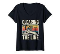 Femme Clearing The Line Tronçonneuse Funny Disc Golf Player T-Shirt avec Col en V