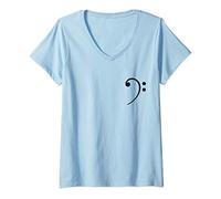 Femme Clef de basse Musique Bassiste Bass Player Notes De Musique T-Shirt avec Col en V