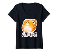 Femme Clémentine Fluffkins, Le Gros Chat - Mème Anti-régime T-Shirt avec Col en V