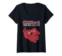 Femme Clifford The Big Red Dog Clifford and Emily Book Cover T-Shirt avec Col en V