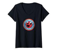 Femme Clifford The Big Red Dog Round Distressed Logo Kids Books T-Shirt avec Col en V