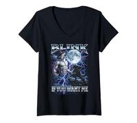 Femme Clignez des Yeux si Vous Voulez Wolf Lightning T-Shirt avec Col en V