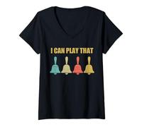 Femme Cloche vintage I Can Play That Retro pour les amateurs de clochettes T-Shirt avec Col en V