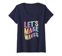 Femme Clou rétro Let's Make Waves Biology Team Teacher Learn Stud T-Shirt avec Col en V