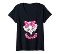 Femme Clown Girlfriend Clowns Visage De Cirque Costume Fille T-Shirt avec Col en V
