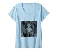 Femme Clown Gothique Effrayant pour Fille T-Shirt avec Col en V