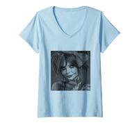 Femme Clown Gothique Effrayant pour Fille T-Shirt avec Col en V