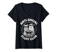 Femme Club Anti-Peluche Amusant Animal de la Ferme au Design introverti T-Shirt avec Col en V