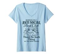 Femme Club de lecture anti-social Cottagecore Bookish Frog Reading Vibes T-Shirt avec Col en V