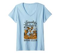 Femme Club de Lecture Spooky Reader Witchy Vibes T-Shirt avec Col en V
