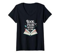 Femme Club de Lecture Une Histoire à la Fois Amoureux des Livres T-Shirt avec Col en V