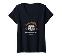Femme Club de randonnée et d'aventure de la California Highway 395 Eastern Sierra T-Shirt avec Col en V