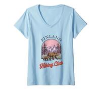 Femme Club de randonnée Finlande T-Shirt avec Col en V