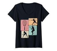Femme Club de Tennis Vintage T-Shirt avec Col en V