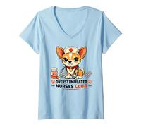 Femme Club d'infirmières surstimulé - Chihuahua - Nuit T-Shirt avec Col en V