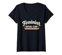 Femme Club Social du Mois de l'histoire des Femmes de l'autonomisation féministe T-Shirt avec Col en V