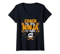 Femme Coach by Day Ninja at Night - Meilleur entraîneur T-Shirt avec Col en V