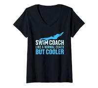 Femme Coach de natation amusant comme un entraîneur normal mais plus cool T-Shirt avec Col en V
