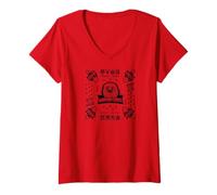 Femme Cobra Kai Eagle Fang Bandana Pattern TV Show T-Shirt avec Col en V