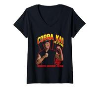 Femme Cobra Kai Johnny avec Logo Dégradé T-Shirt avec Col en V