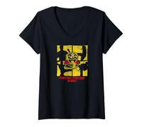 Femme Cobra Kai Karate Pose Silhouettes Pop Art TV Show T-Shirt avec Col en V