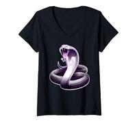Femme Cobra Snake x King Cobra Serpent T-Shirt avec Col en V