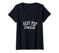 Femme Coca-Cola Best Pop Classic Distressed Retro Big Chest Poster T-Shirt avec Col en V