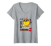 Femme Coca-Cola Cartoon Ice Cold Sunshine Summer Drink Poster T-Shirt avec Col en V