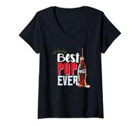 Femme Coca-Cola Classic Best Pop Ever Vintage Big Chest Text Logo T-Shirt avec Col en V