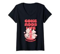 Femme Coca-Cola Coke Adds Life to Having Fun Retro Logo T-Shirt avec Col en V